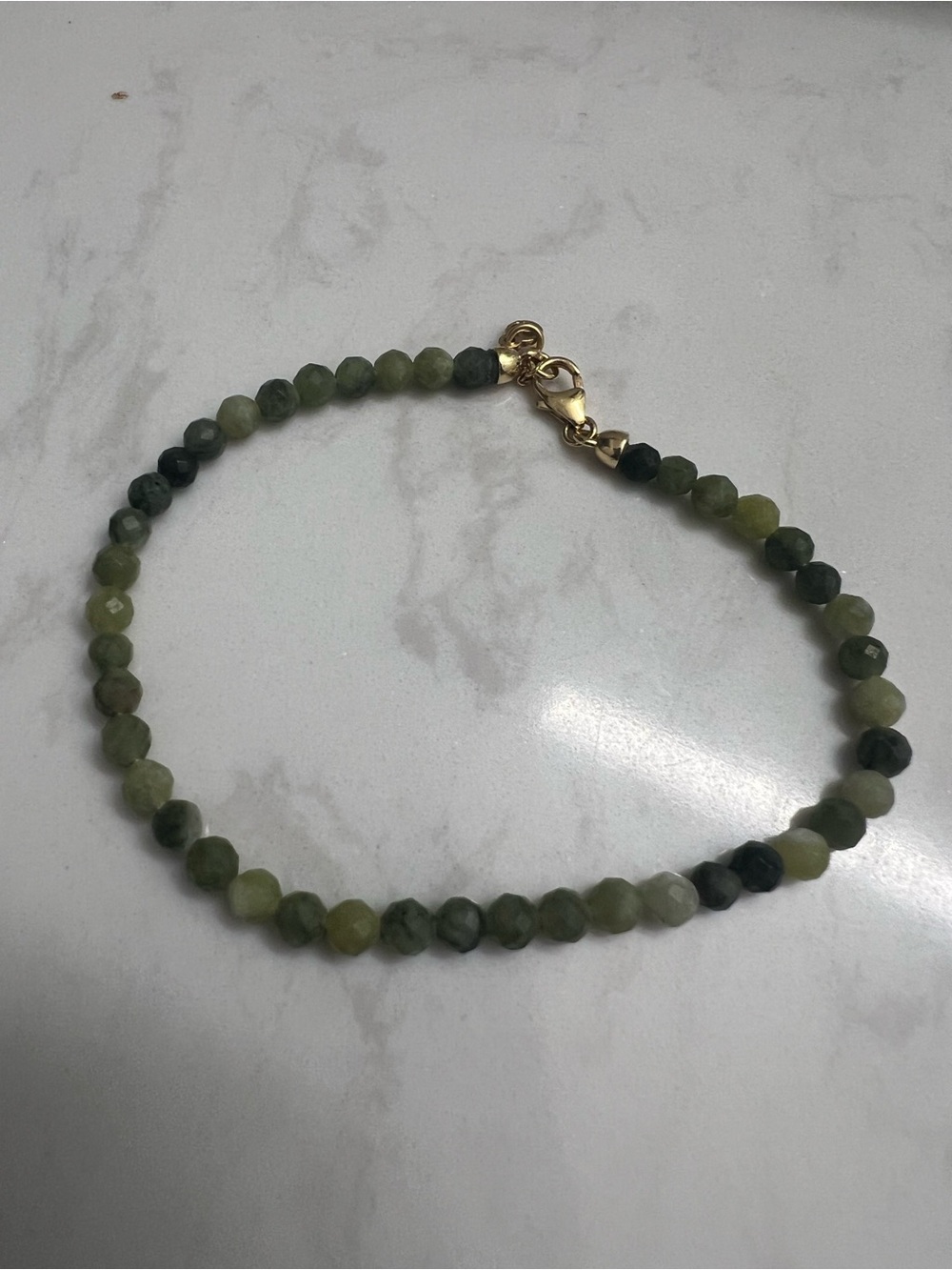 Genuine Jade Bead bracelet with 18K Gold Vermeil clasp - Picture 2 of 5